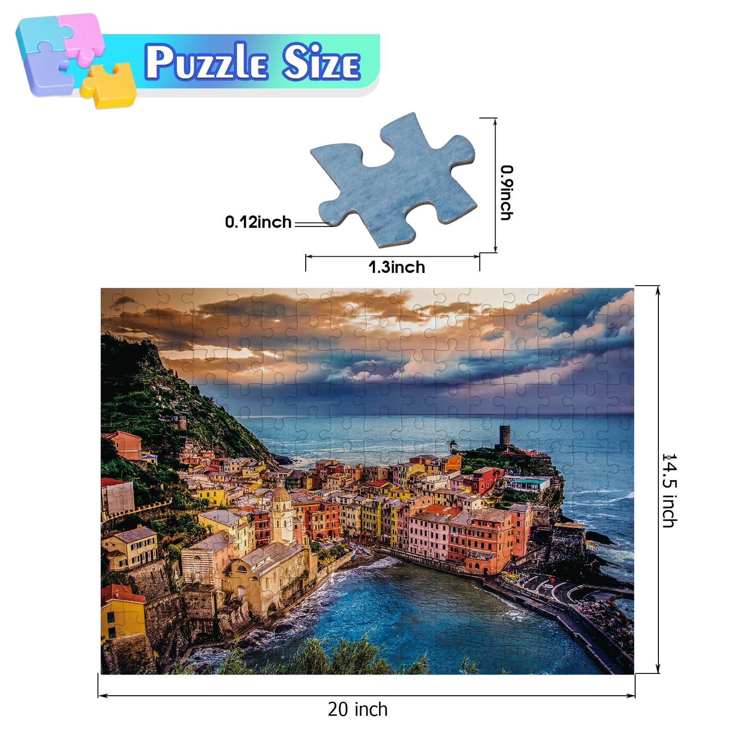 Diiopoty Puzzles For Adults Jigsaw 500 Piece Cinque Terre Natural Scene Sunset Modern Landscape For Family Fun Games Challenging