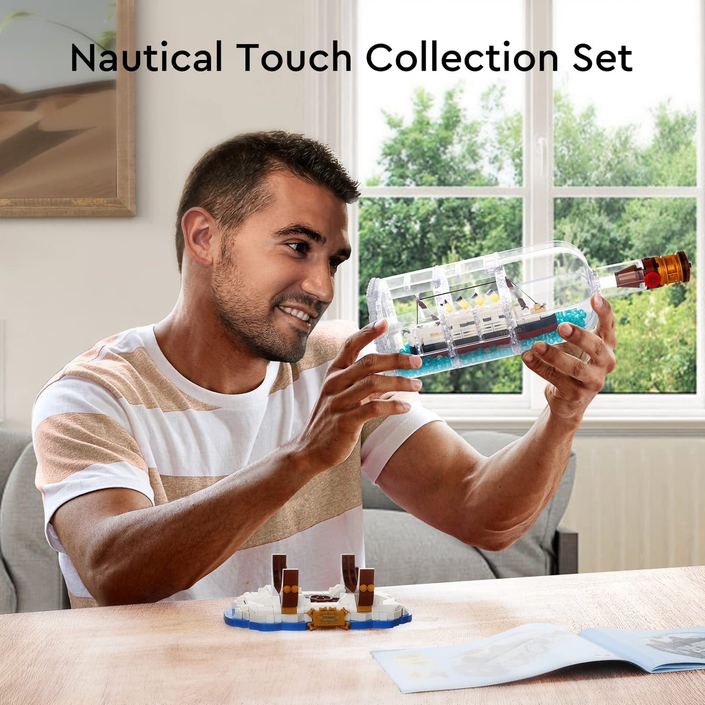 Allupal Titanic Ship In A Bottle Creator Expert Building Kit, Collectible Display Model Set, Creative Gift Toy For Adults And Te