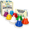 MINIARTIS Desk Bells for Kids - 8 Notes Colorful Hand Bells Set, Metal Musical Instrument with 15 Songbook, Great Birthday Gift
