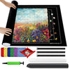 Ainiv Jigsaw Puzzle Mat Roll Up 3000 Pieces 55 x 39 Portable Felt Puzzles Board with 6 Sorting Trays & Travel Storage Bag Jigsaw Saver Pad Keeper for mature-themeds Teens Black