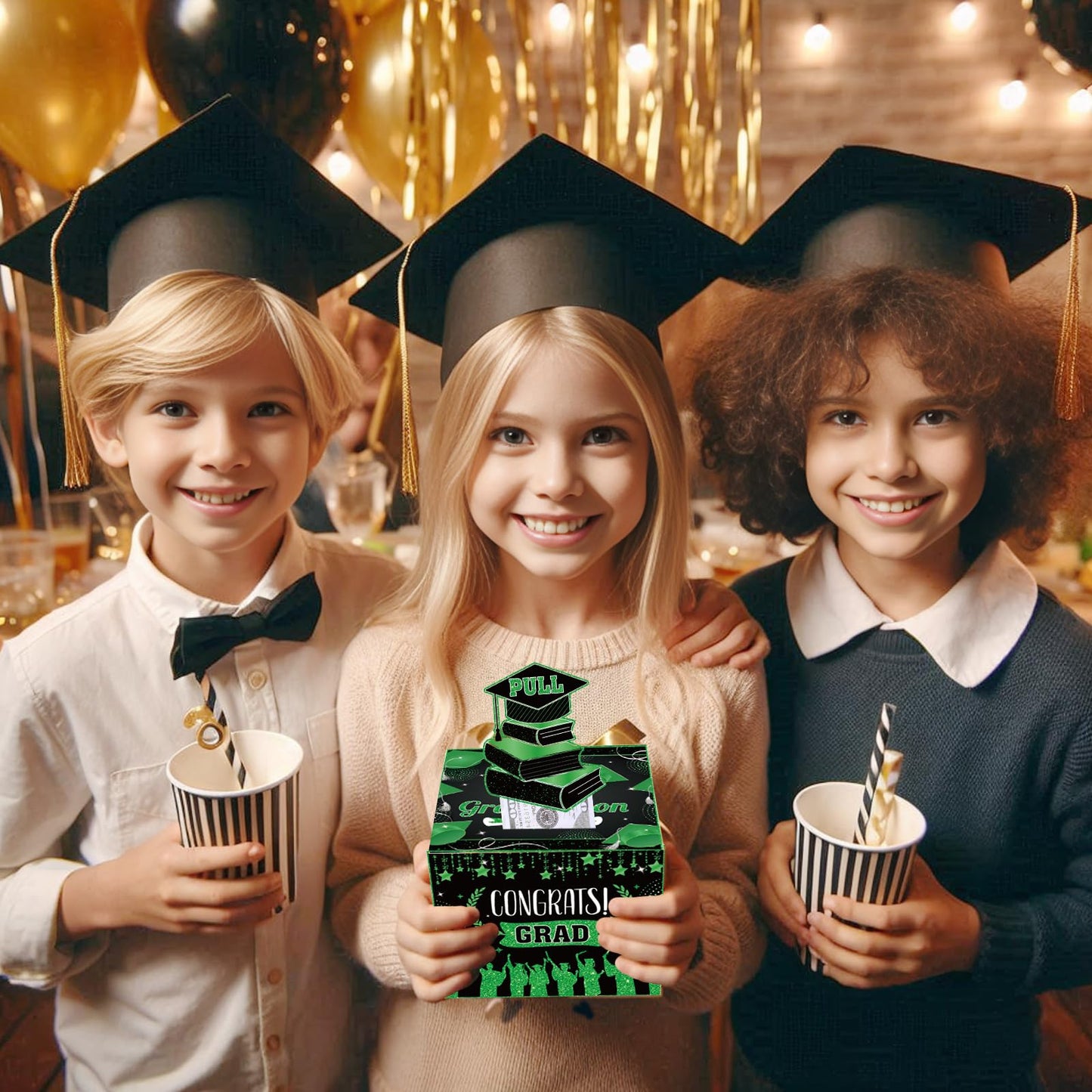 Graduation Money Box For Cash Gift Pull,Green Black Graduation Gifts Surprise Money Box With Pull Out Happy Graduation Congrat Grad Card For Class Of 2025 Graduation Party Supplies High School College