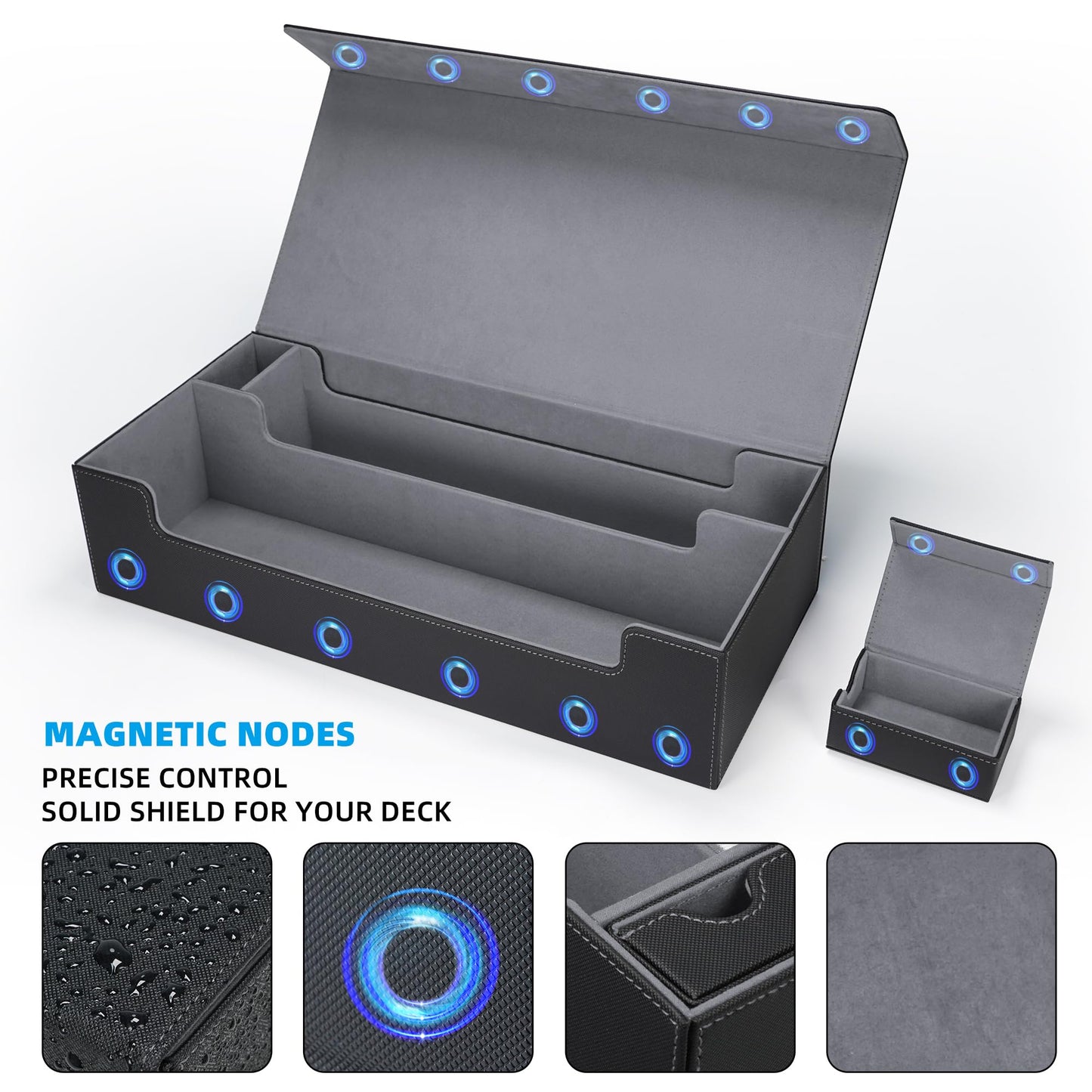 AFIING MTG Deck Box 6 In1 with MTG Playma enhanced Card Storage Box with 5 Pcs MTG Deck Box Holds 2400+ Trading Cards Large TCG Card Deck Case for Magic Yugioh Sports Cards (Black&Grye)