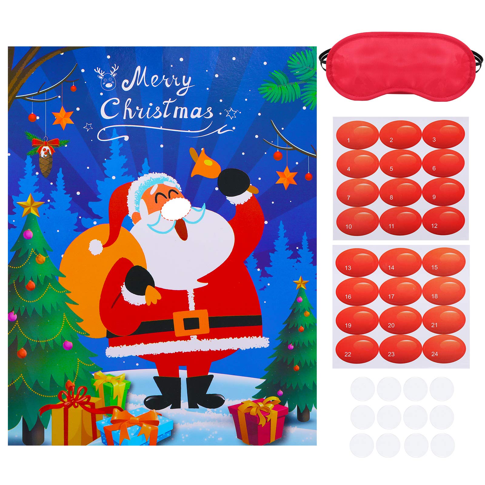 SKYLETY Christmas Party Games Pin The Nose Game on Santa Claus Fun Xma ...
