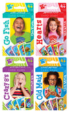 JA-RU Classic Cards Games for Kids (4 Pack) Go Fish Old Maid Hearts & Crazy 8s. Bright Colorful Design. Party Favor. Indoor & Outdoor Table Top Toys. 3604-4s