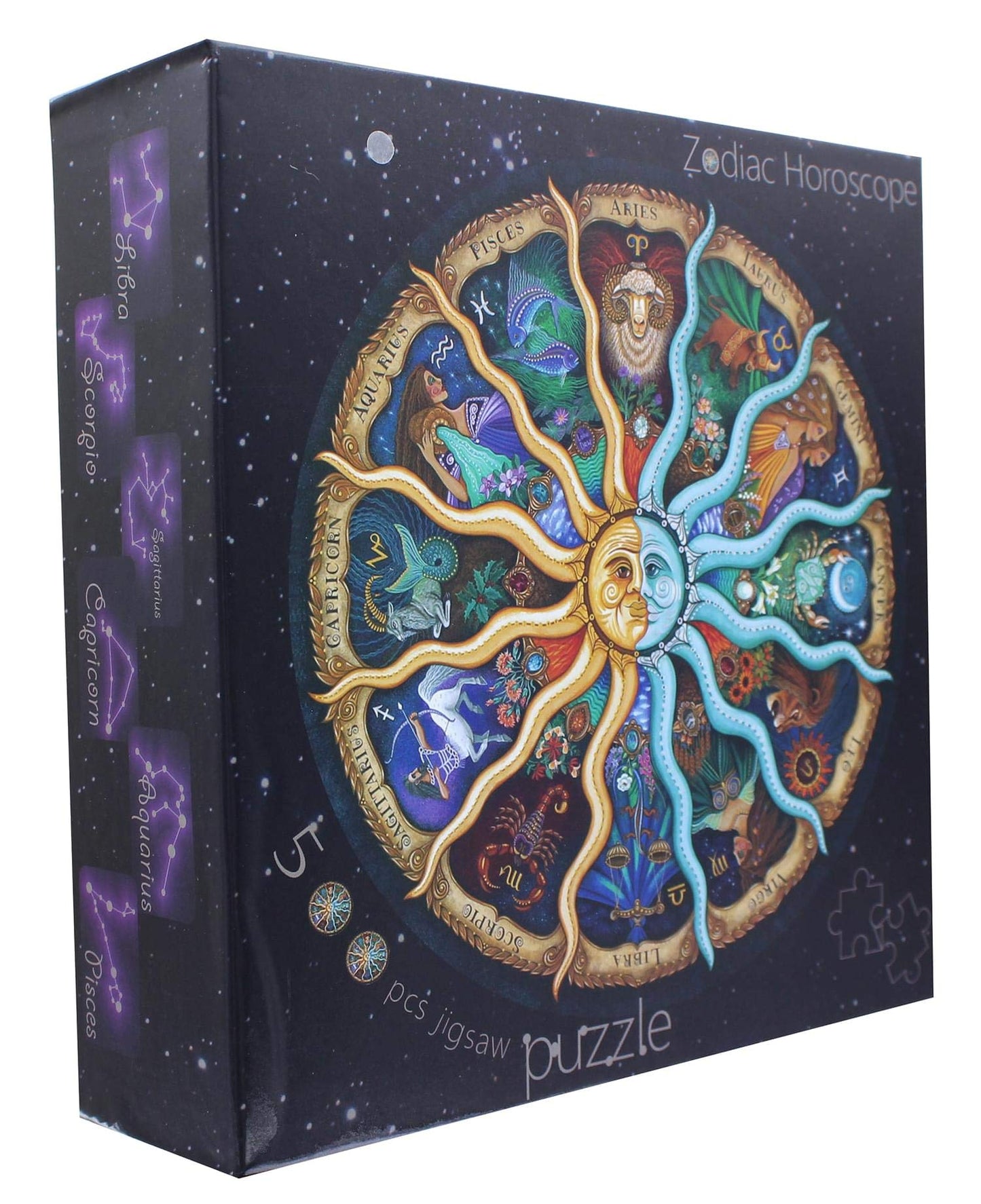 Shantou South Toys Factory Zodiac Horoscope 500 Piece Round Jigsaw Puzzle - Multi-color, Paper, One Size