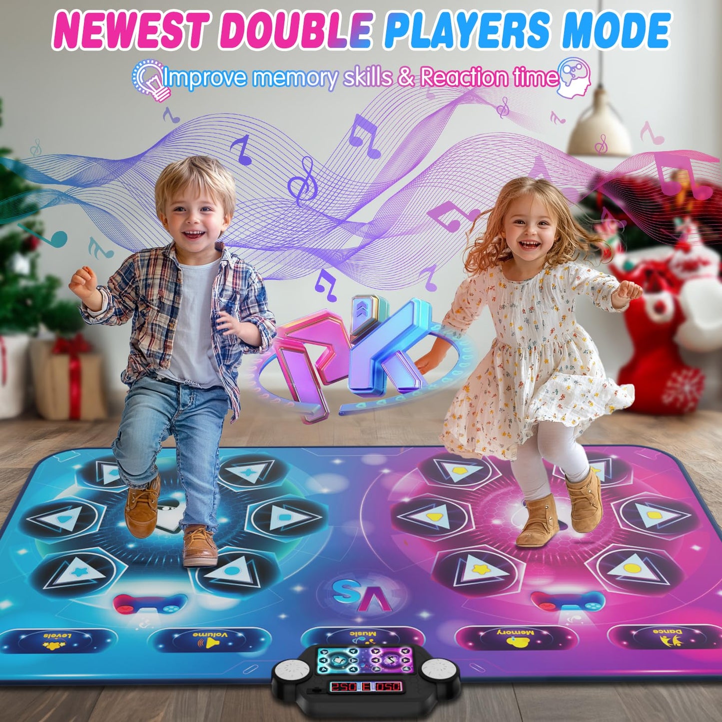 Upgraded Extra Large Electronic Dance Mats, Dance Pad With Single&Double Players Mode, Dancing Music Playmat With Led Light, Cha