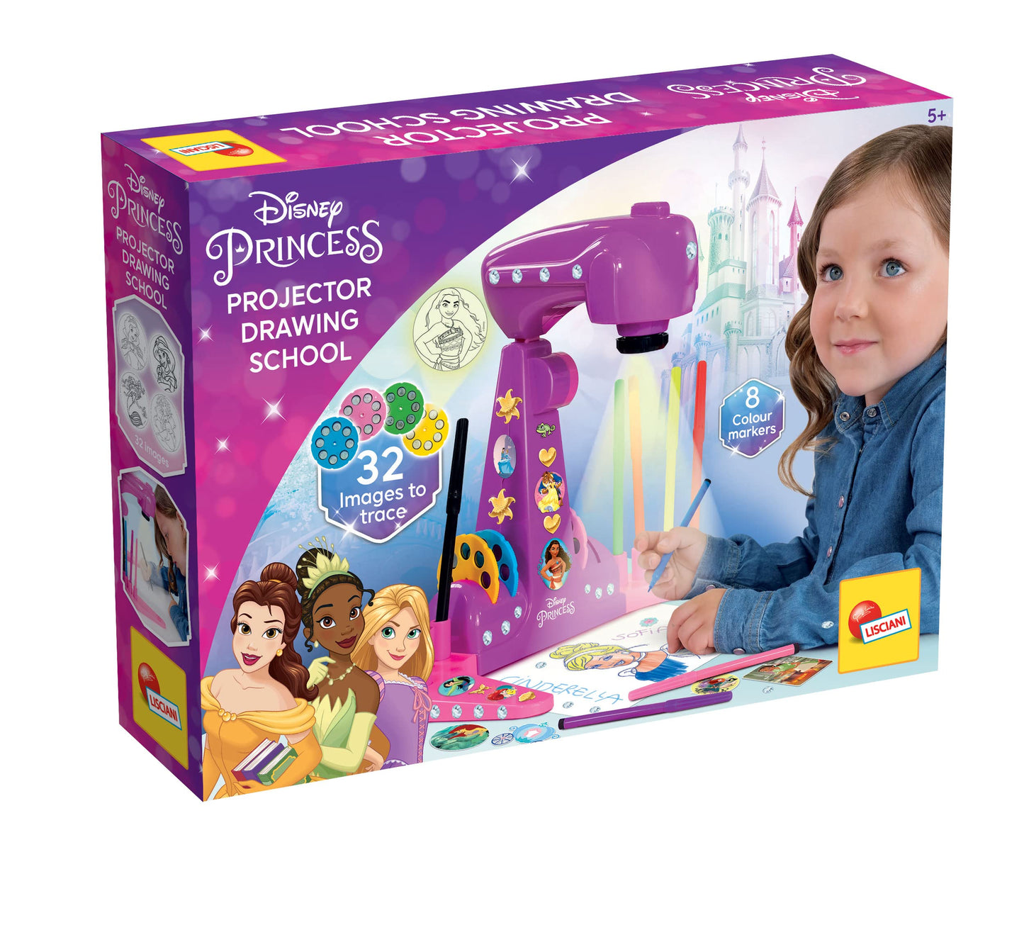 Lisciani Disney Princess Projection Drawing School for Princesses with Many Templates and Colouring Pencils Creative Fun Suitabl