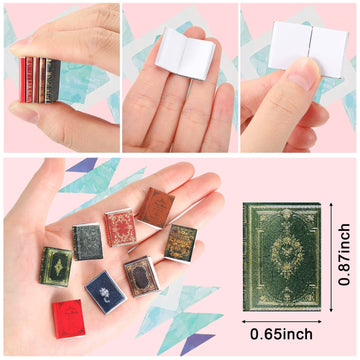200 Pcs 1: 12 Scale Miniatures Dollhouse Books Mini Miniatures Books Dollhouse Accessories Tiny Things Timeless Model for Library Decorations DIY Projects Girl Boy Doll Houses School Room