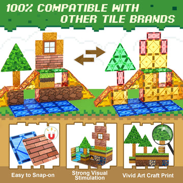 Magnetic Building Blocks Stimulate Mine Magworld Building Craft 84PCS Magnetic Tiles Toppers Construction Game Playset Kids Toys
