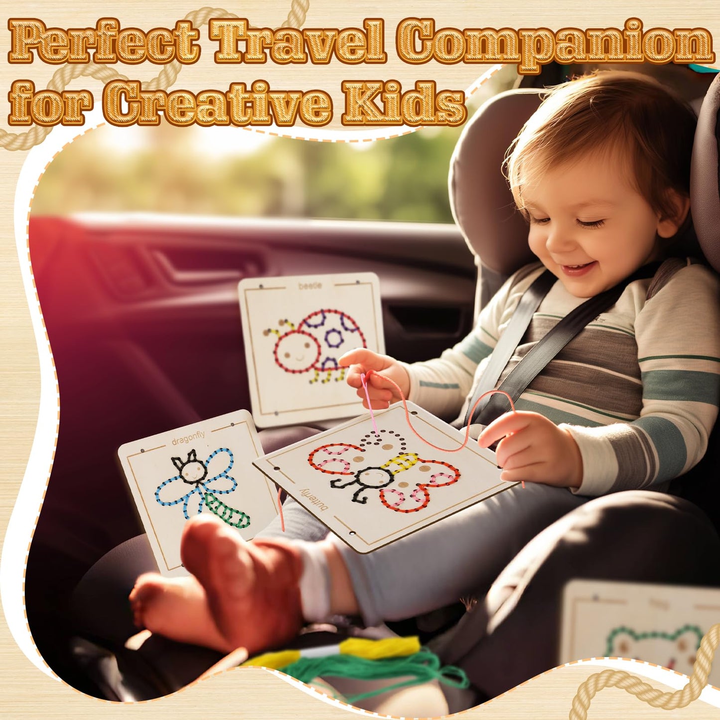 Montessori Wooden Lacing Toys For 1 2 3 4 Year Olds Toddlers, Early Education Sensory Toy For Ages 2-4 Girls Boys Kids, Fine Mot