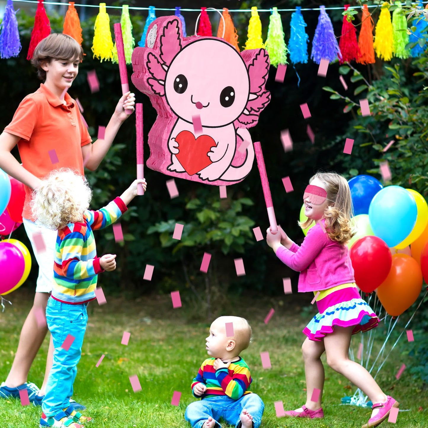 Seenelling Axolotl Piñata - Valentine's Day Fiesta Party Decor, Model QAR-Seenelling-3439, Fun Photo Prop, Perfect for Birthdays