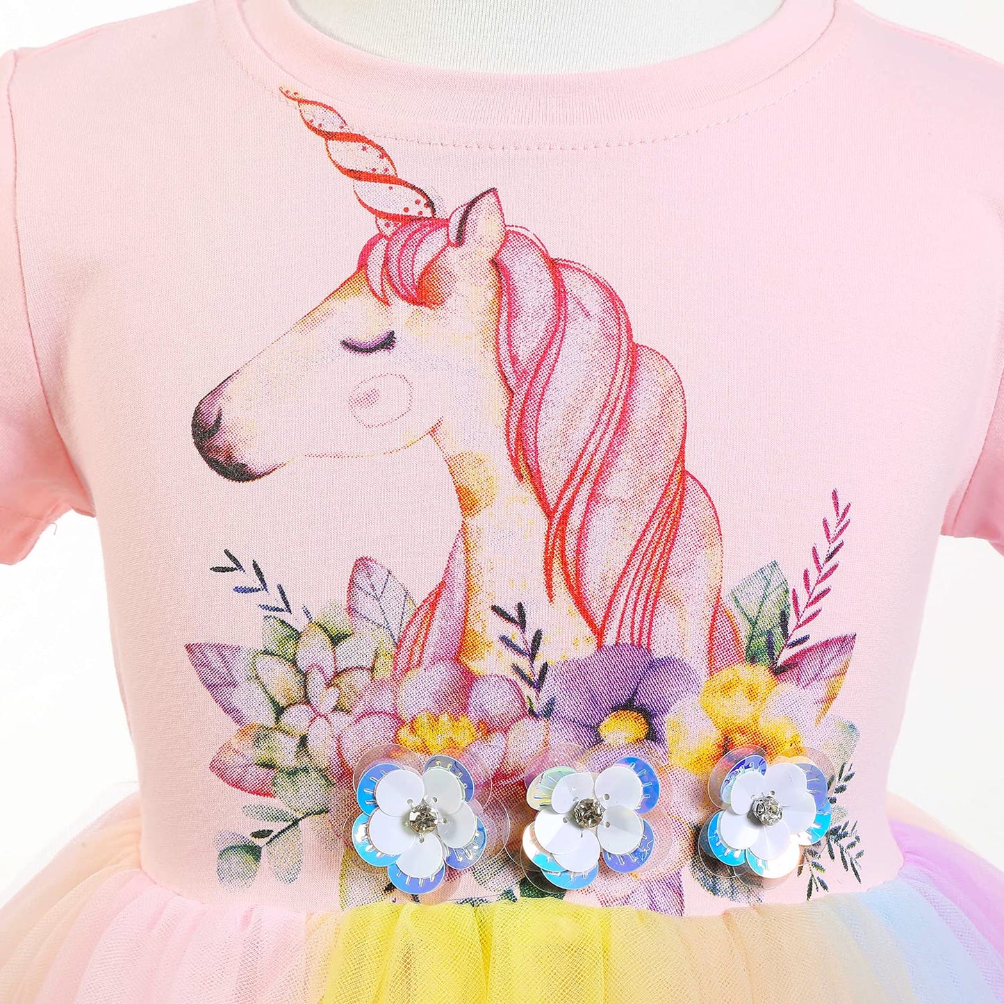 Chektin Unicorn Dress For Girls Tutu Dress Unicorn Costume Pageant Princess With Unicorn Headband & Satin Sash