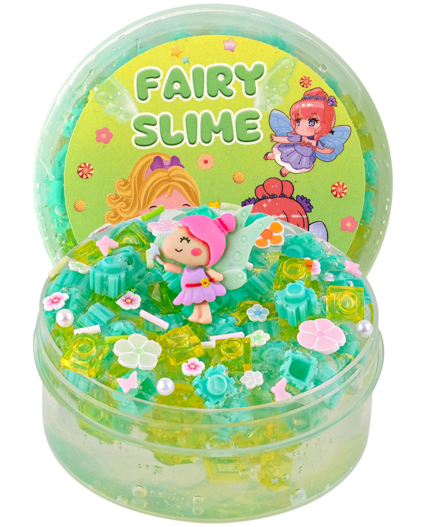 Crystal Slime With Green & Yellow Bead, Stretchy & Non-Sticky Crunchy Sensory Toy, Party Favors For Kids, Girls & Boys Gifts For