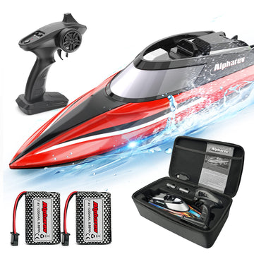 ALPHAREV Rc Boat with case R308 20 MPH Fast Remote control Boat for Pools and Lakes, 24 gHZ Rc Boats for Adults and Kids with Re