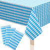 3Pcs Blue & White Checkered Table Cloths For Oktoberfest Wonderland Tea Party Supplies, Rectangle Plastic Tablecover 54 X 108In