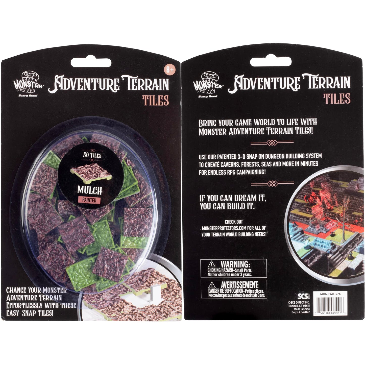 Monster Adventure Terrain- 50Pc Mulch Tile Expansion Pack- Painted 1X1 Tile Set- Amazing Tabletop Terrain In Minute- Customize Your D&D And Pathfinder Dungeons