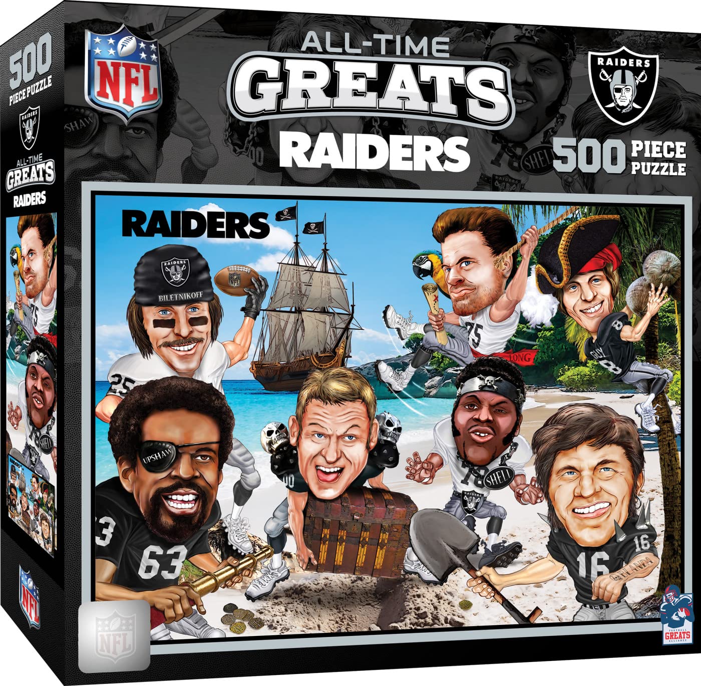 MasterPieces 500 Piece Sports Jigsaw Puzzle for Adults - NFL Las Vegas Raiders All-Time Greats - 15x21