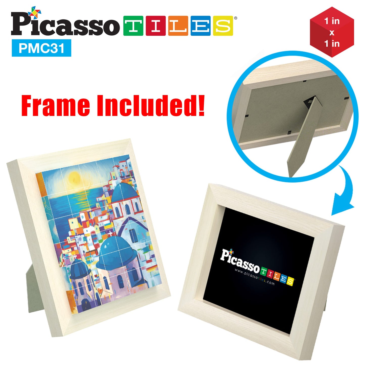 Picassotiles 6-In-1 World Famous Painting Puzzles Magnetic Cubes Toy_Building_Block, Spain Park Guell, Paris Eiffel Tower, Greec