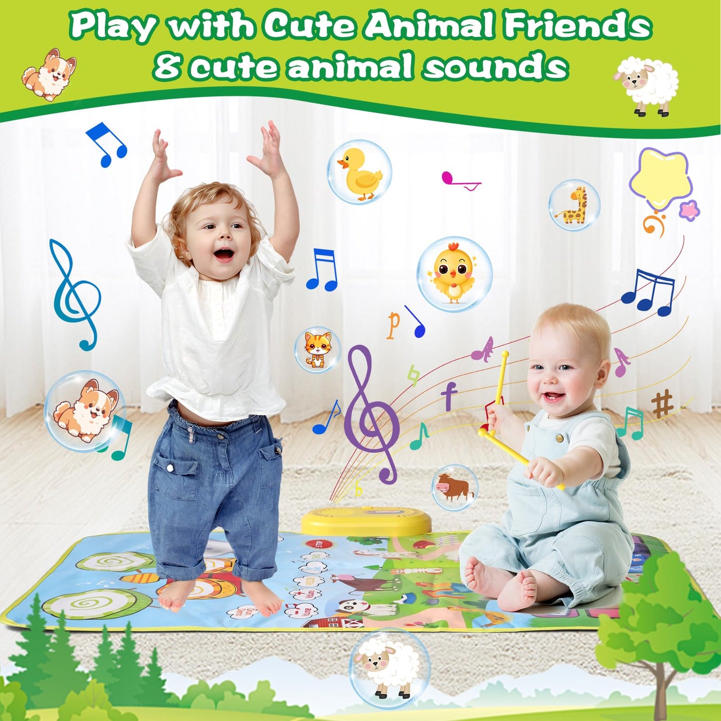 Toddler Toys For 1 2 3 Year Old Boy Toys For Ages 0-2, Piano Mat Baby Toys Gifts For 1 2 3 Year Old Boys Birthday Gift Sensory T
