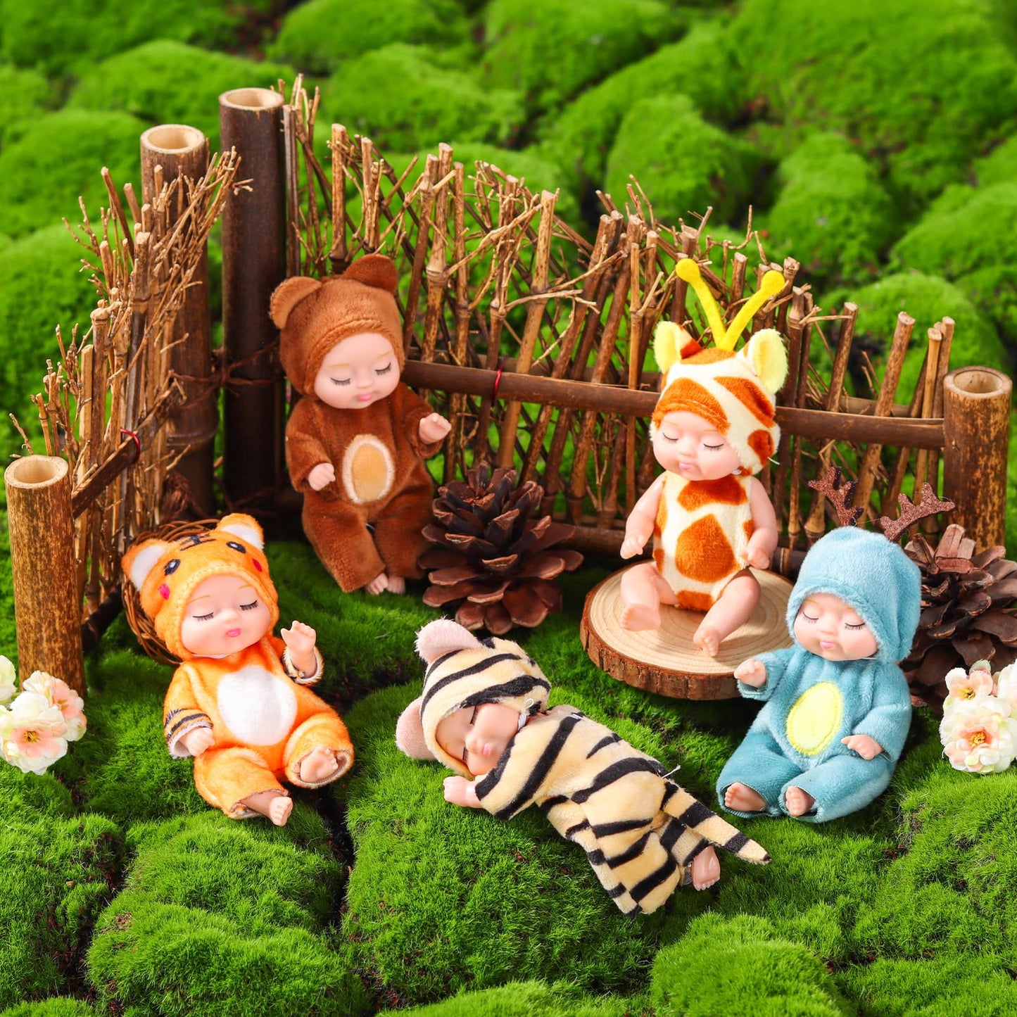 Vueos 10 Pcs 4 Inch Mini Reborn Baby Dolls Set Cute Small Baby Doll With Handmade Animal Clothes - Baby Doll Giftbox Gifts For G