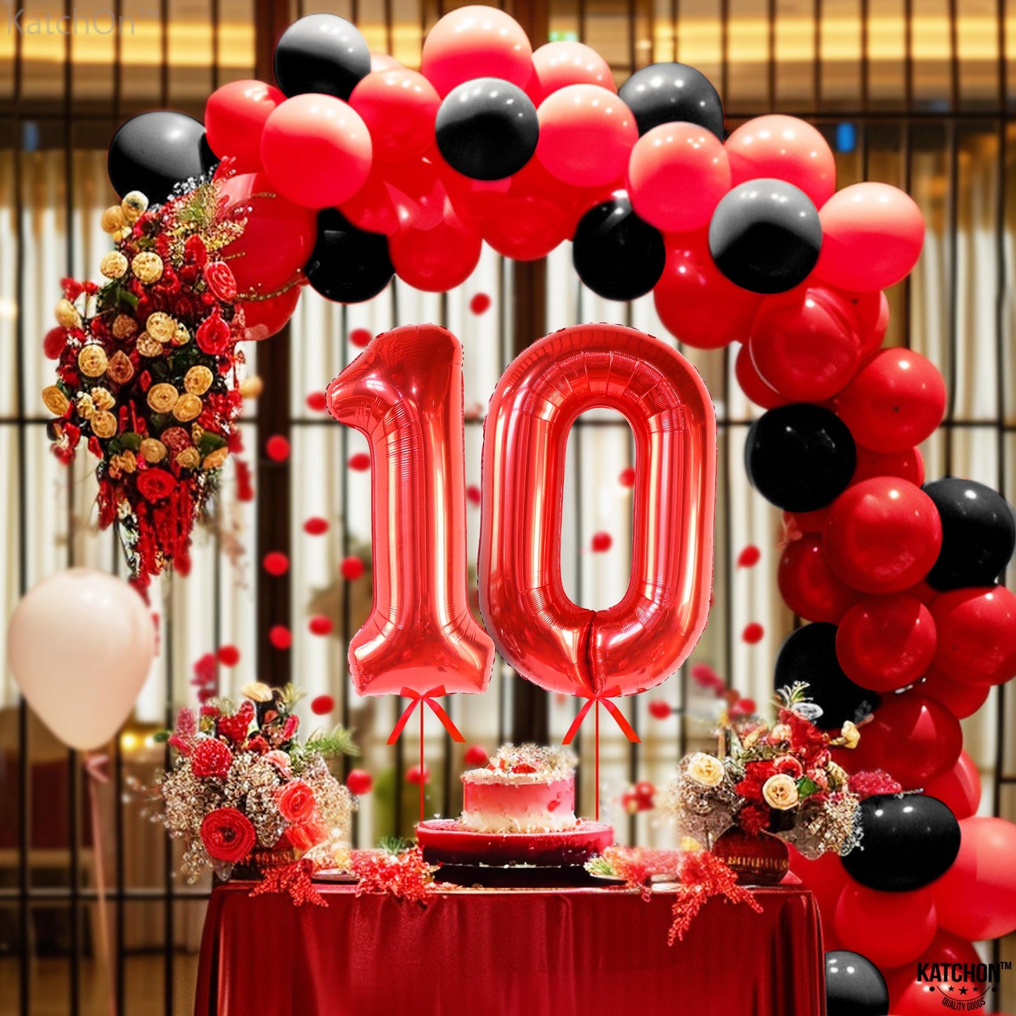 Katchon, Giant Red 10 Balloon Number - 40 Inch | 10Th Birthday Decorations | Red 10Th Birthday Balloons For 10 Birthday Decorations Red | Red Number 10 Balloons