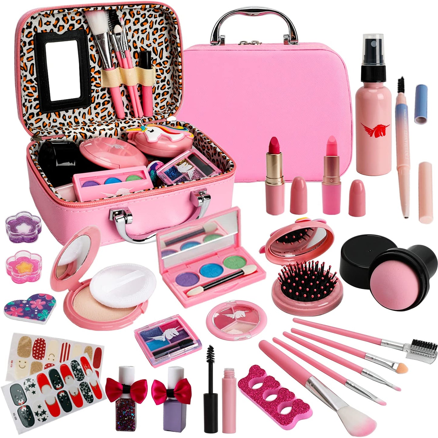 Kids Washable Makeup Girl Toys - Kids Makeup Kit for Girl, Real Make Up Set, Little Girls Makeup Kit for Toddler Kid Children Pr