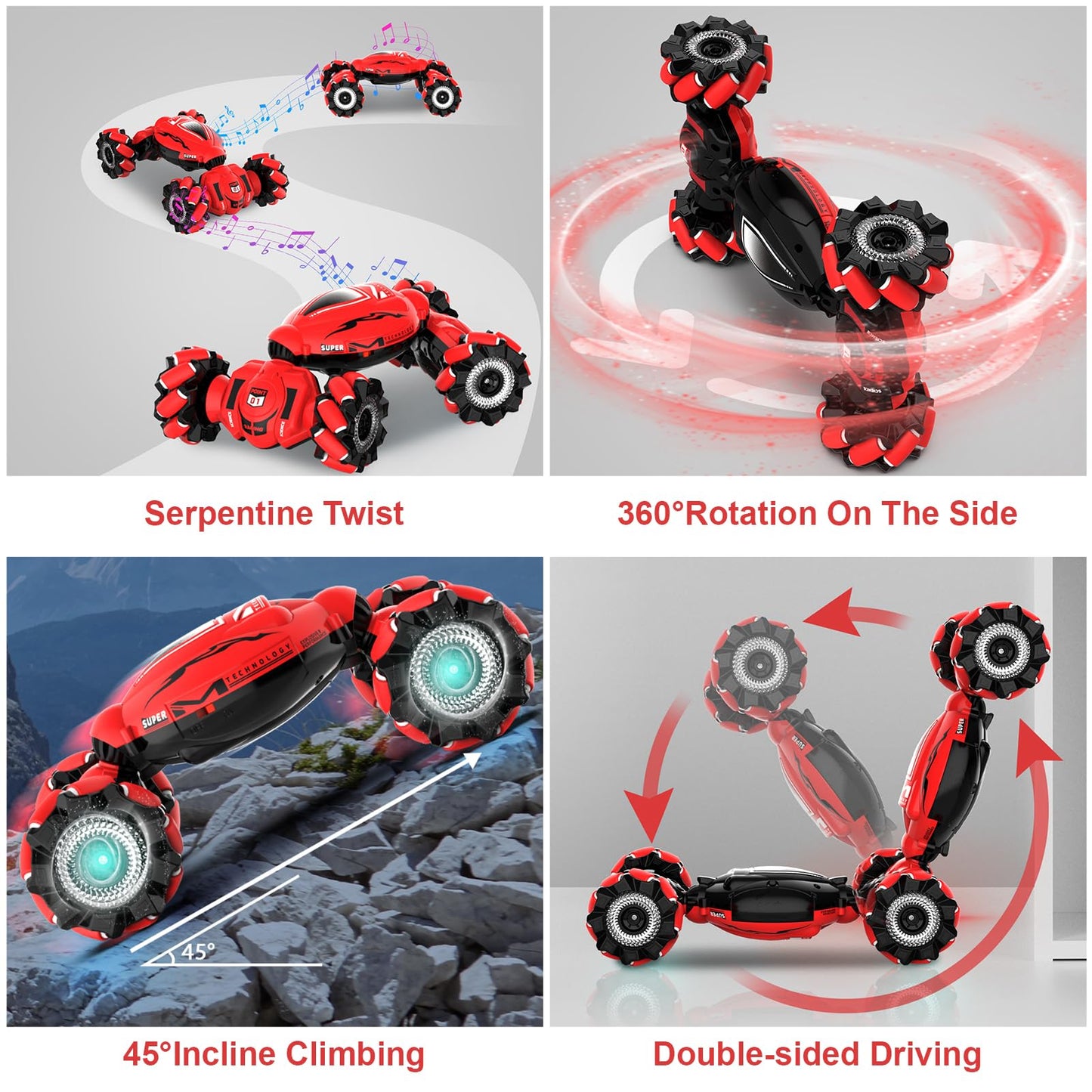 Fosgoit RC Car Toys for Boys Girls 6-12, Birthday Xmas Gifts for 6 7 8 9 10 11 12 Years Old, Gesture Sensing RC Stunt Car with L