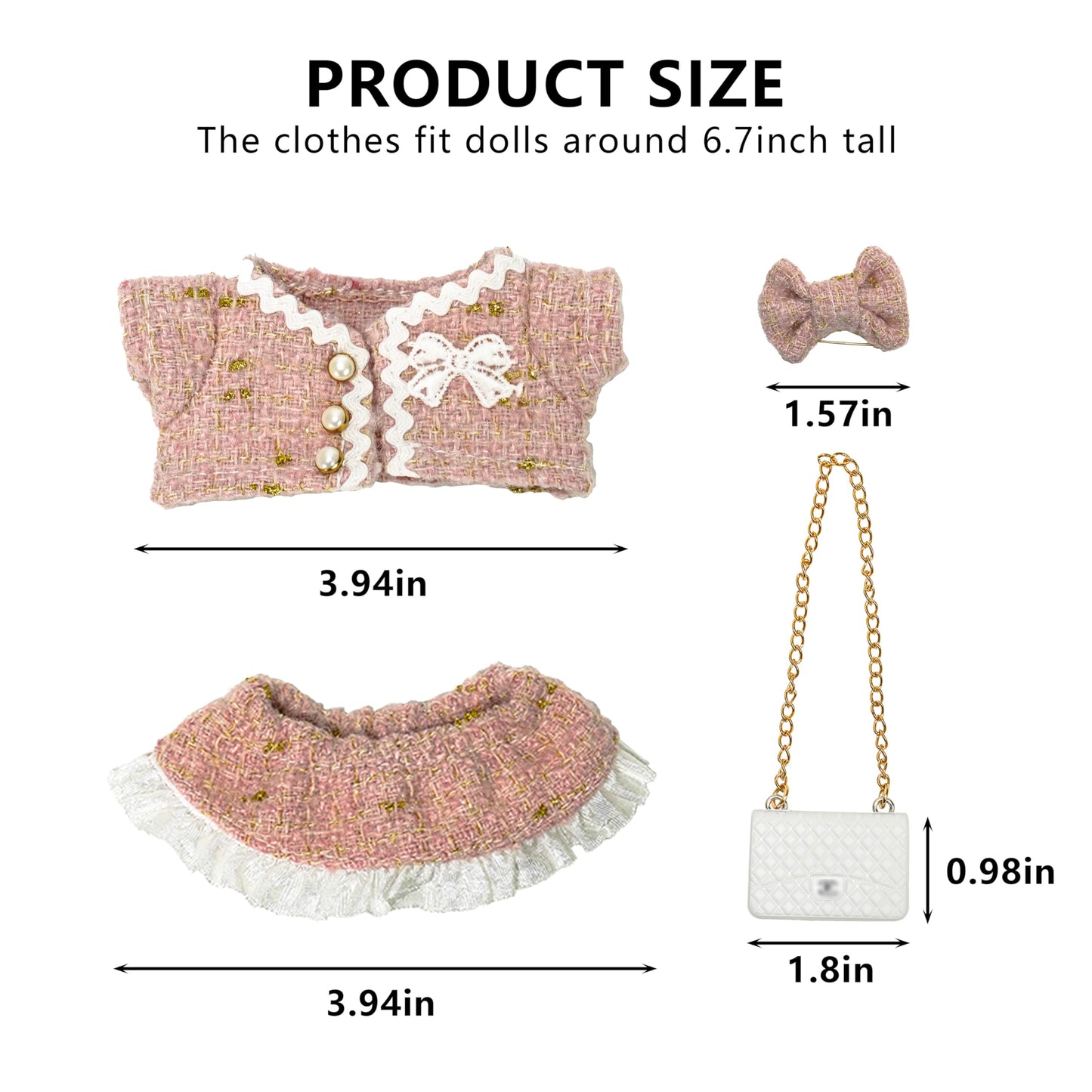 Treayes 17Cm Doll Clothes - Princess Dress With Velvet Hair Bow, Party Outfits For Plush/Blind Box, Luxury Chic Style Set, High-