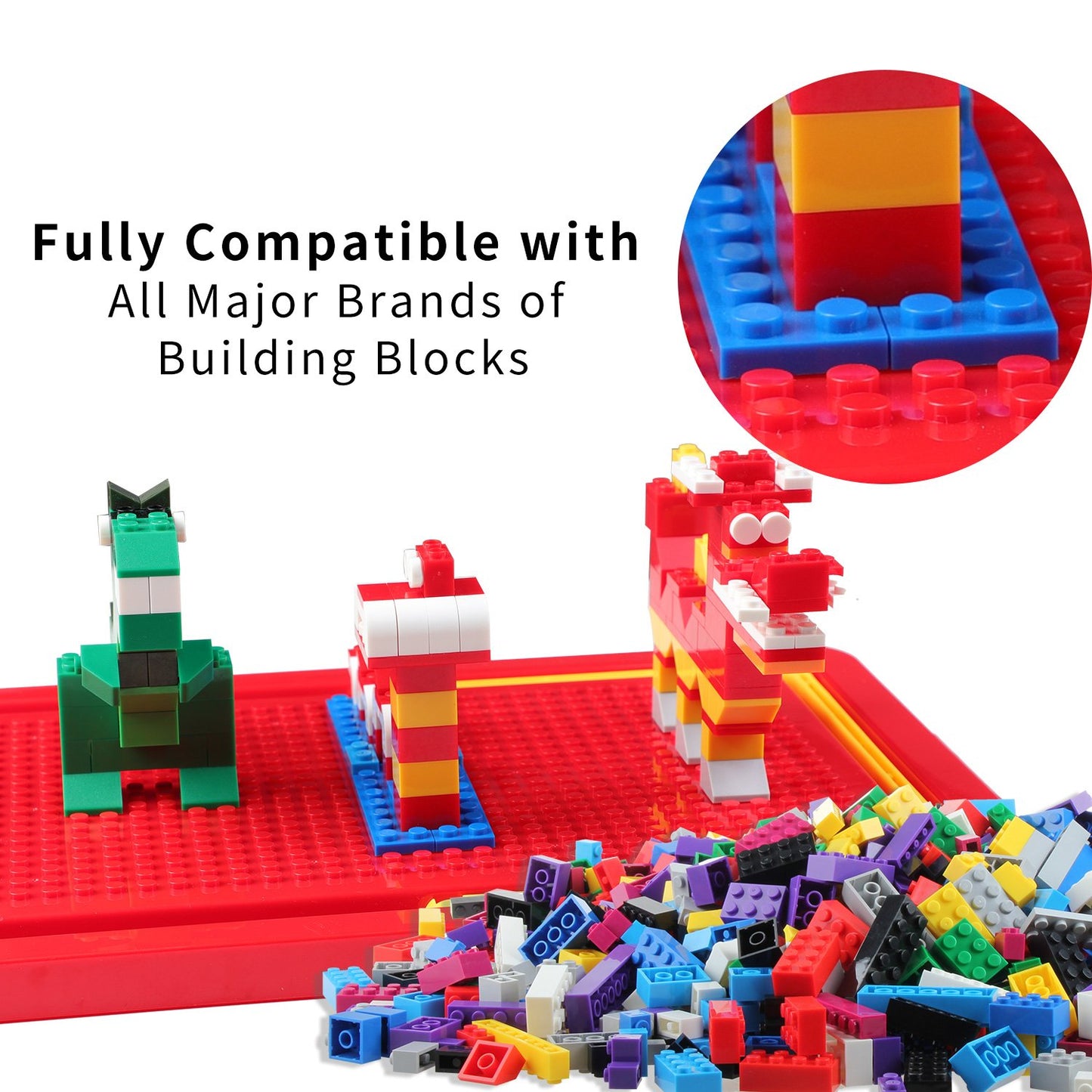 Building Bricks 1020 Pieces Set, 1000 Basic Building Blocks In 17 Fun Shapes Includes Wheels, Door, Window, Bulk Block With Storage Box, Handle And Base Plate, Compatible Block Construction Toys