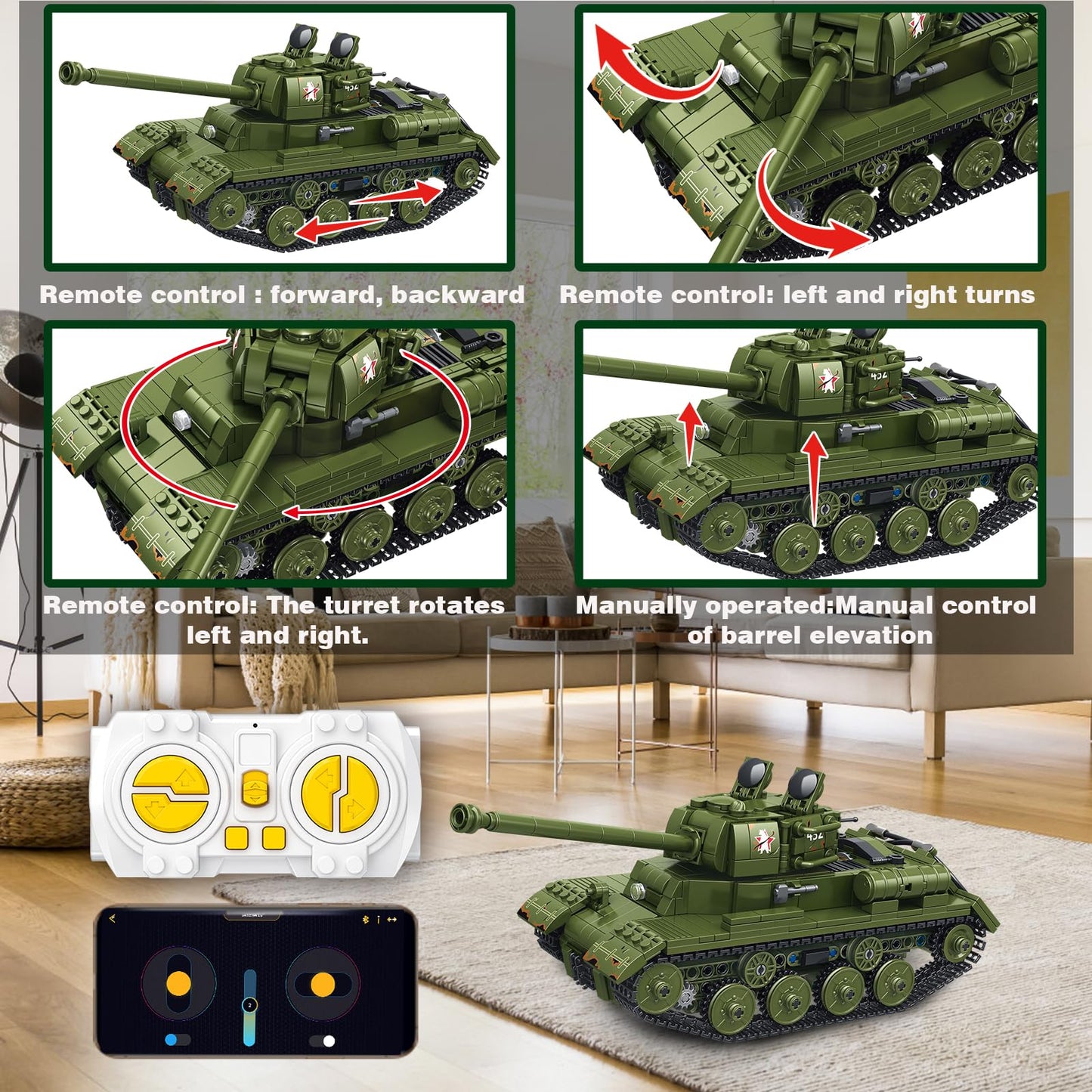 Bestmoment Military Js-2 Rc Tank Building Toys -928 Pcs Ww2 Army Military Toys Building Blocks For Adults, World Of Tanks Buildi