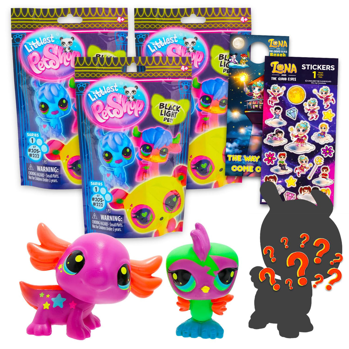 Littlest Pet Shop Blind Bags Bundle with 3 Cute Animal Mini Figures for Kids, Adults Plus Stickers | Littlest Pet Shop Blackli
