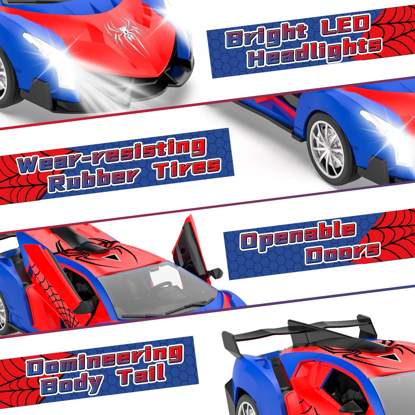 Remote Control Car for Kids, Fast RC Cars for Children with Lights, Electric Vehicle Toy Car Hobby Racing Car Toys for Boy Age 3