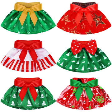 6 Pieces Santa Clothing Elf Dance Skirt Set Christmas Elf Skirts For Christmas Doll Holiday Decorations (Not Include Doll)(Stylish Style)
