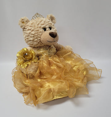 Kinnex Collections Since 1997 20'' Quince Anos Quinceanera Last Doll Teddy Bear With Dress (Centerpiece) ~ Arc16832-6R (Gold)