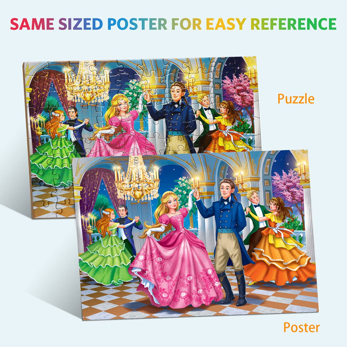 Jigsaw Puzzles For Kids Ages 4-8, 6-8, 8-10 - Princesses At The Dance - 100 Piece Princesses Puzzles For Children, Learning Educational Toys For 4 5 6 7 8 9 10 Year Old Girls