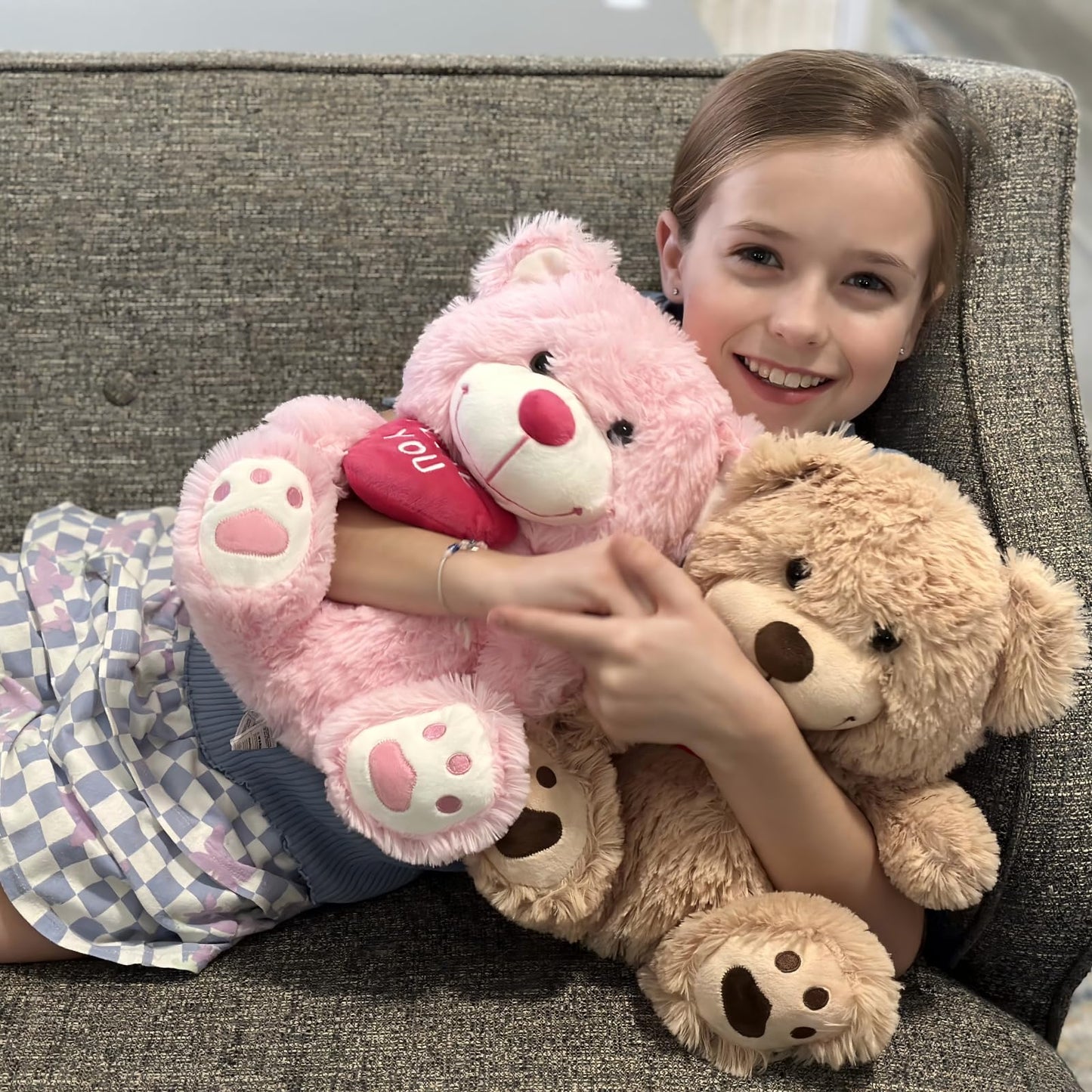 Beniny 12'' Teddy Bear With Heart, Cute Brown Teddy Bear Stuffed Animals For Valentines Day Soft Bear Plushie Toy Stuffed Bear P