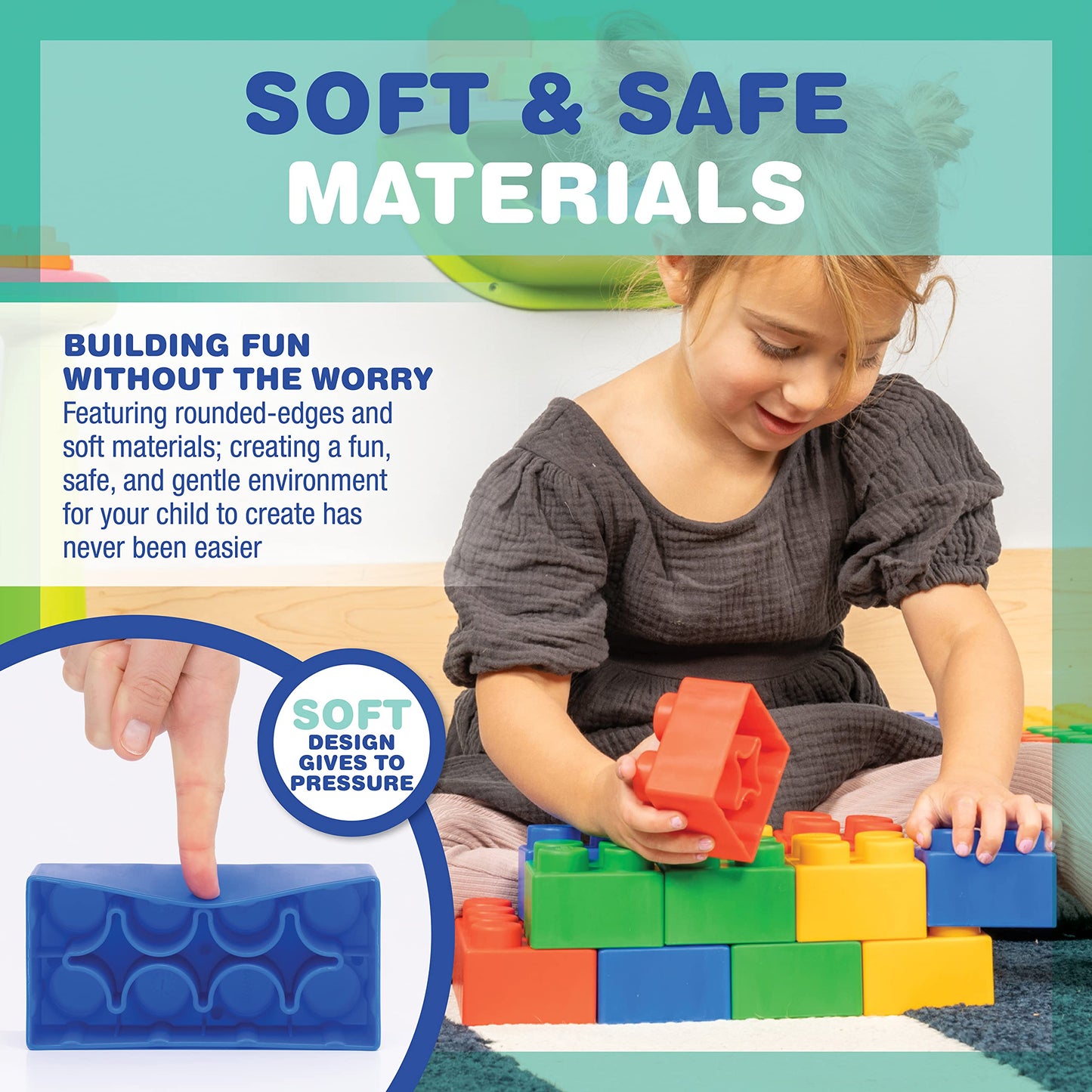 Uniplay Plump Soft Building Blocks - 120-Piece Jumbo Stacking Multicolor Set For Early Cognitive Development And Creative Play -