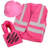 Satinior 24 Pcs Construction Dress Up Supplies Kids Costume Including Tote Bag Vest Construction Hat For Kids Age 3-8(Pink)