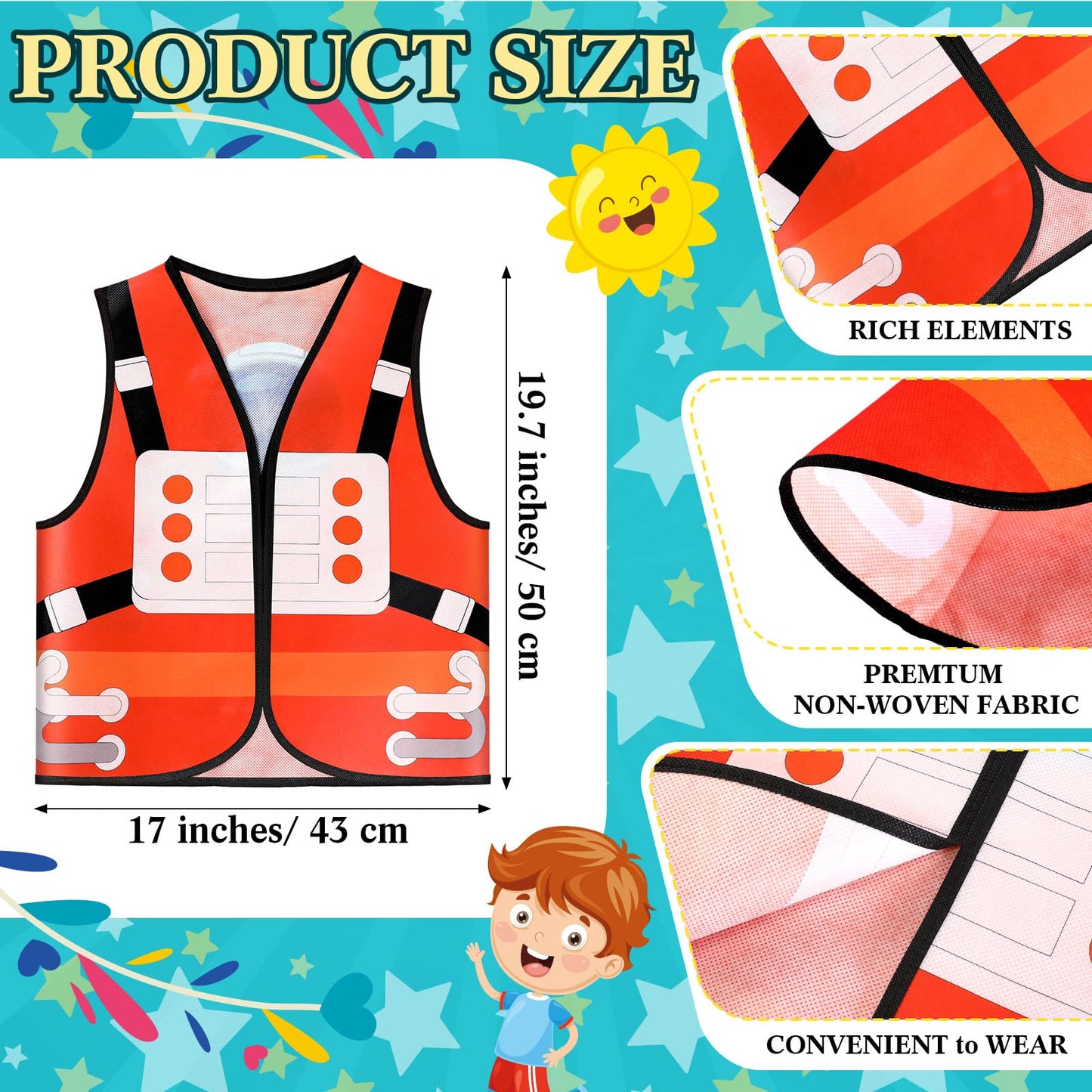Geyoga 24 Pcs Kids Community Helper Dress Up Vest Career Cosplay Cloth Toddlers Occupation Pretend Play Costume