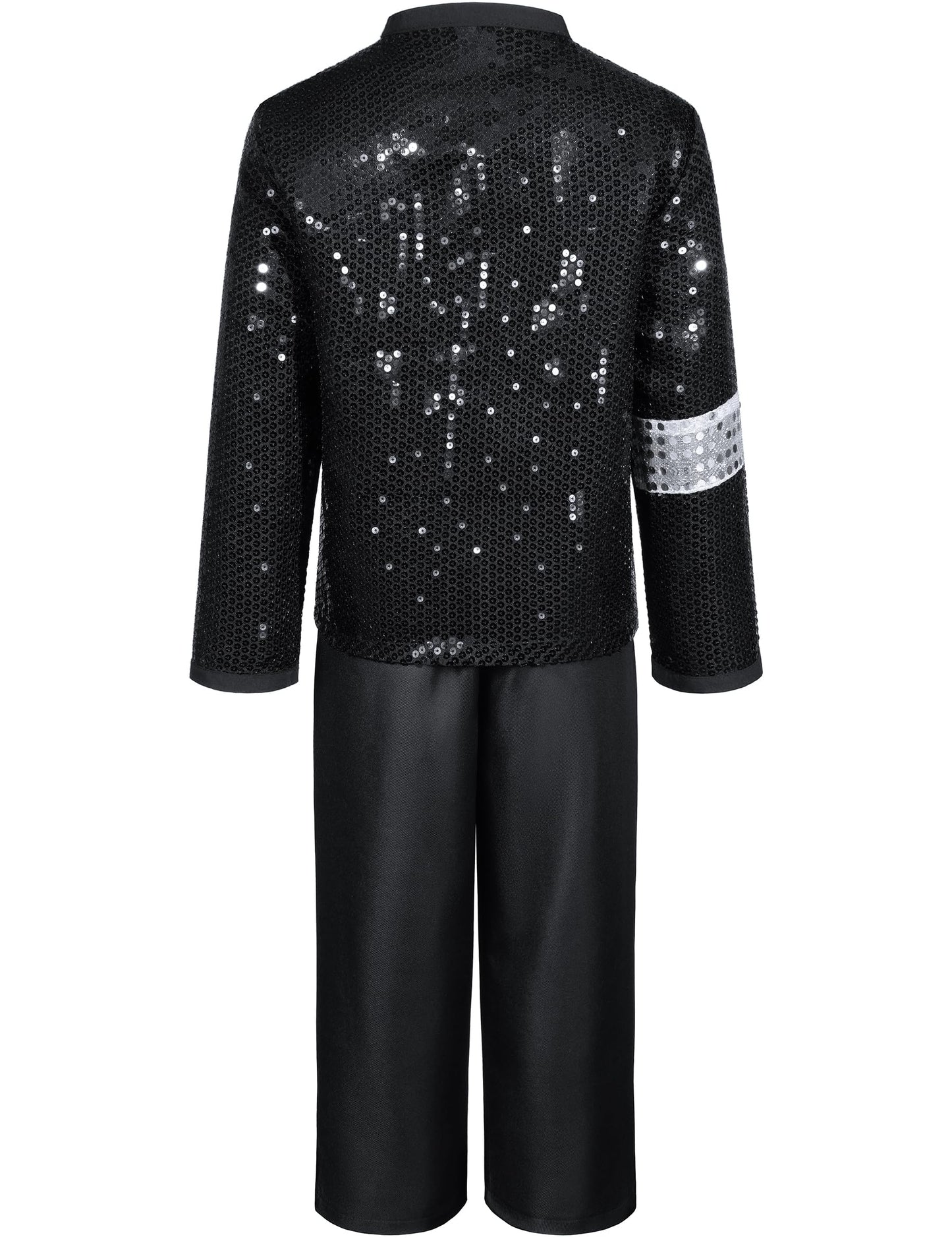 Dance Star Kids Costume For Boys 80S 90S Pop Stage Cosplay Party Halloween Role Play Black 11-12 Years