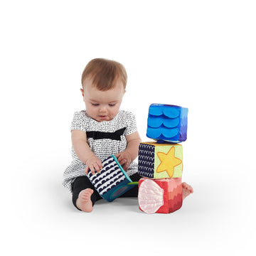 Baby Einstein Soft Blocks Toys, Multi Color, Fabric, 4 Count, Ages 3 Months+ - Model 90629