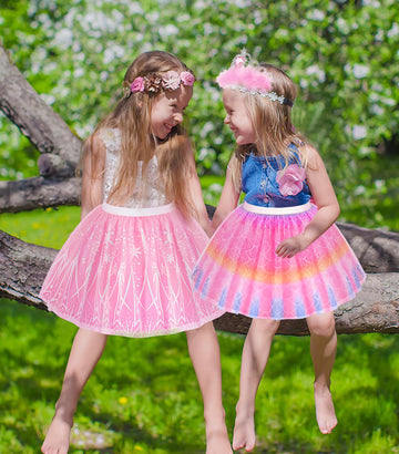 Jeowoqao Dress Up Shoes Princess Dresses For Girls, Little Girls Princess Dress Up Clothes Set 1Pc Tutu Skirt With 3Ps Skirt Vei