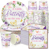 200 Pcs Butterfly Baby Shower Paper Plates Napkins Cups Girl Shower Party Supplies Tableware Set Purple Disposable Cup Napkin Fo