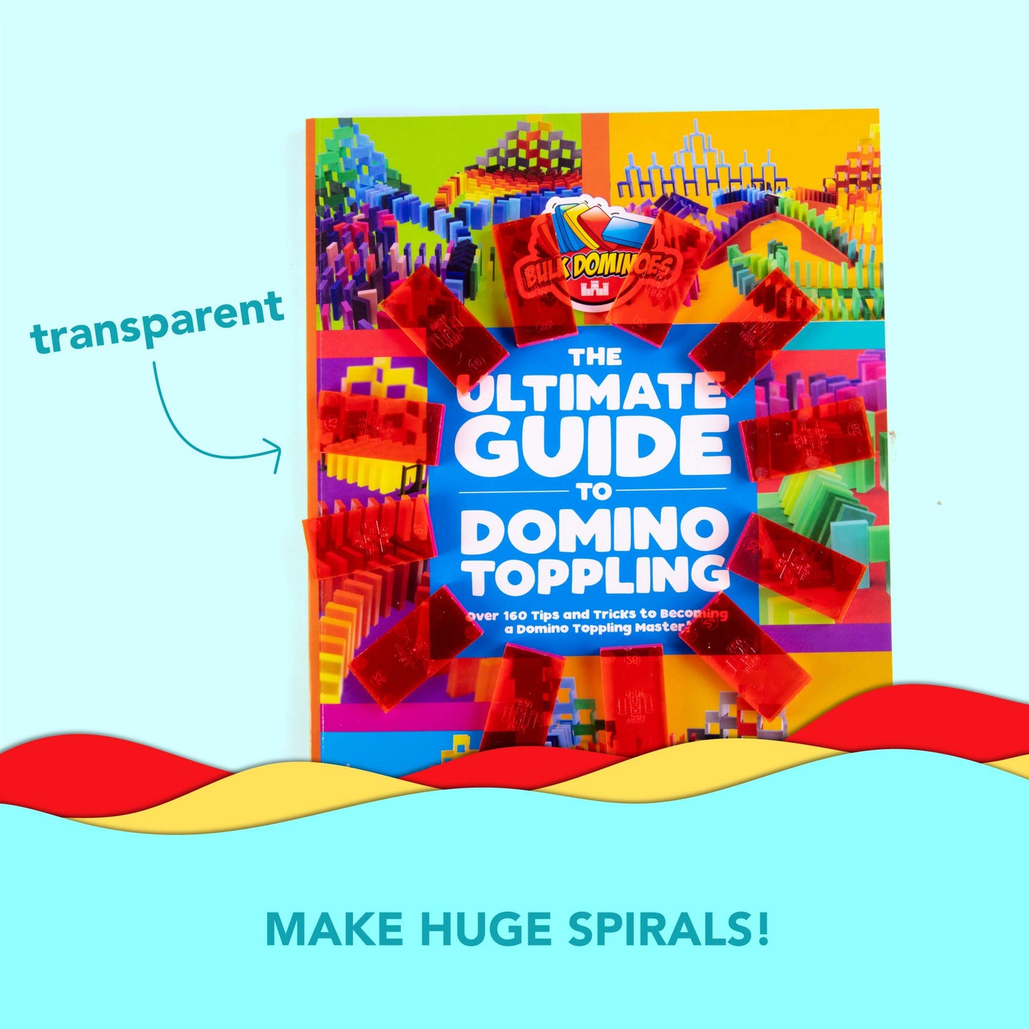 Bulk Dominoes Plastic Bulk 100pcs - Building and Stacking and Chain Reaction Toppling STEAM Toy Blocks for Kids (Clear Red)