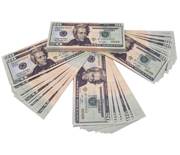 Ficheny 100 PCS Prop Money - Realistic Play Money for Music Videos, Kids Learning Toys & Birthday Party Supplies