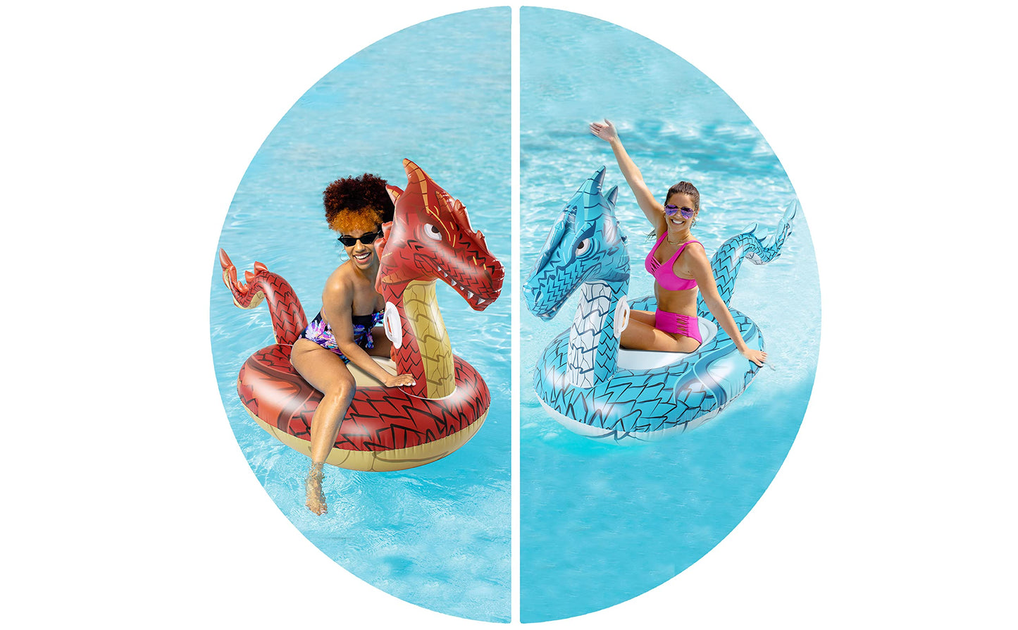 Monsoon Large Red Inflatable Pool Float for Adults - Ride-On Swim Floatie with Handles
