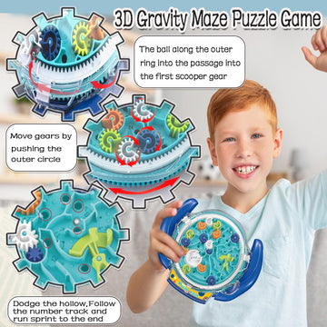 mom&myaboys JRD&BS WINL 3D Maze Game Brain Teaser Puzzles, Blue, 6"x8", Plastic, Ages 8-10, Fun Travel Game for