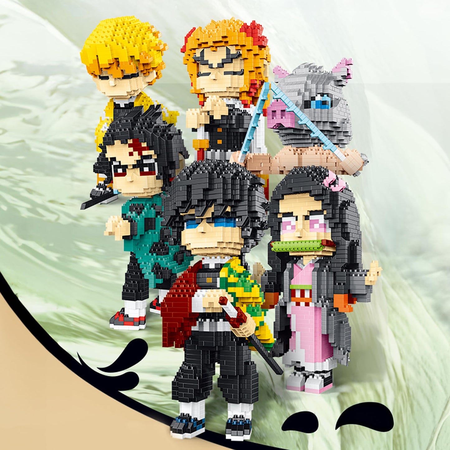 MACTANO Anime Demon Slayer Giyuu Tomioka Figure Building Set Micro Mini Building Block Toy for Kids mature-themed