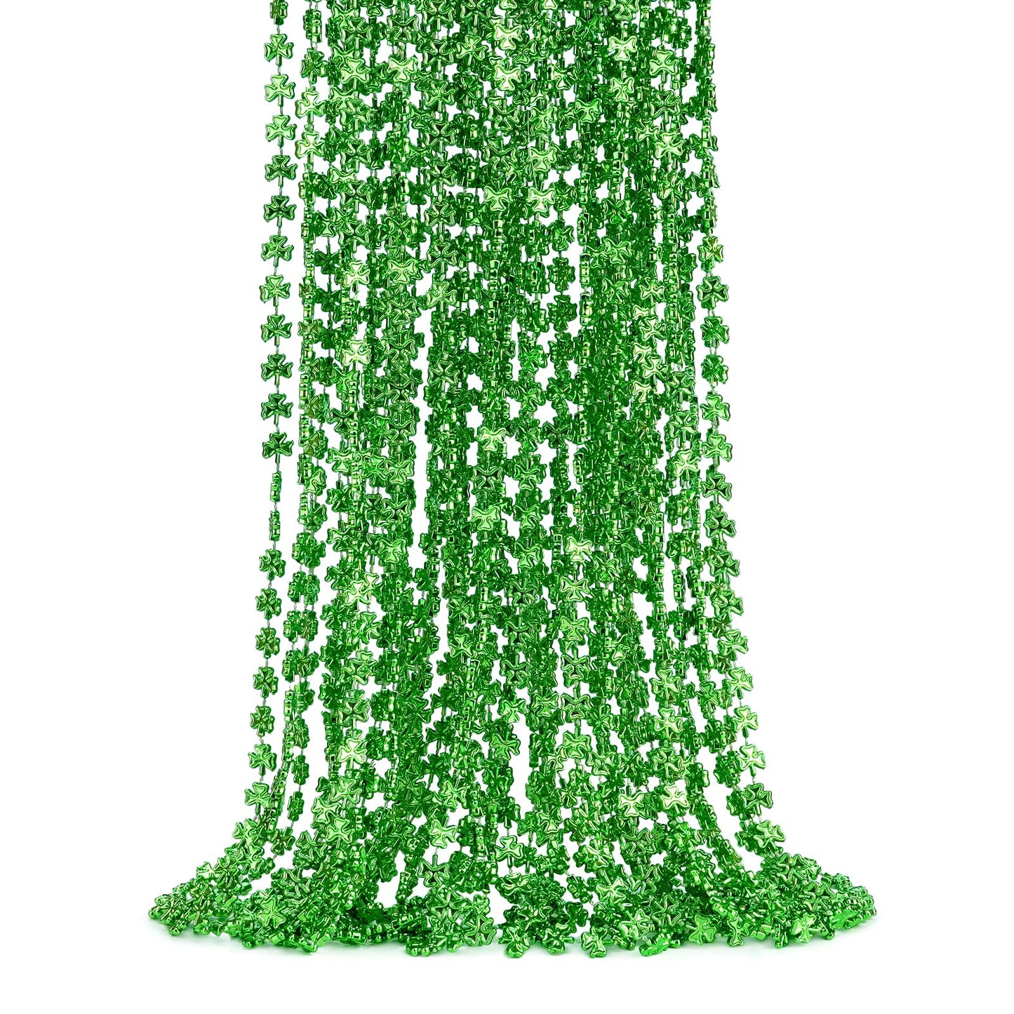 ZZYFGH 24 Pcs Shamrock Necklaces Bulk St Patricks Day Beads Necklace, Plastic Shamrock Necklaces Bulk, 33'' 7mm Green Clover-Sha