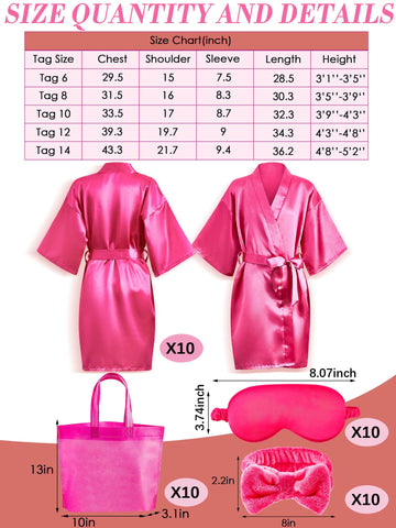 Xuhal 92 Pcs Spa Party Favors for Girls Slumber Party Supplies Kids Satin Robes Sleepover with Gift Bags for Girl Kids Birthday